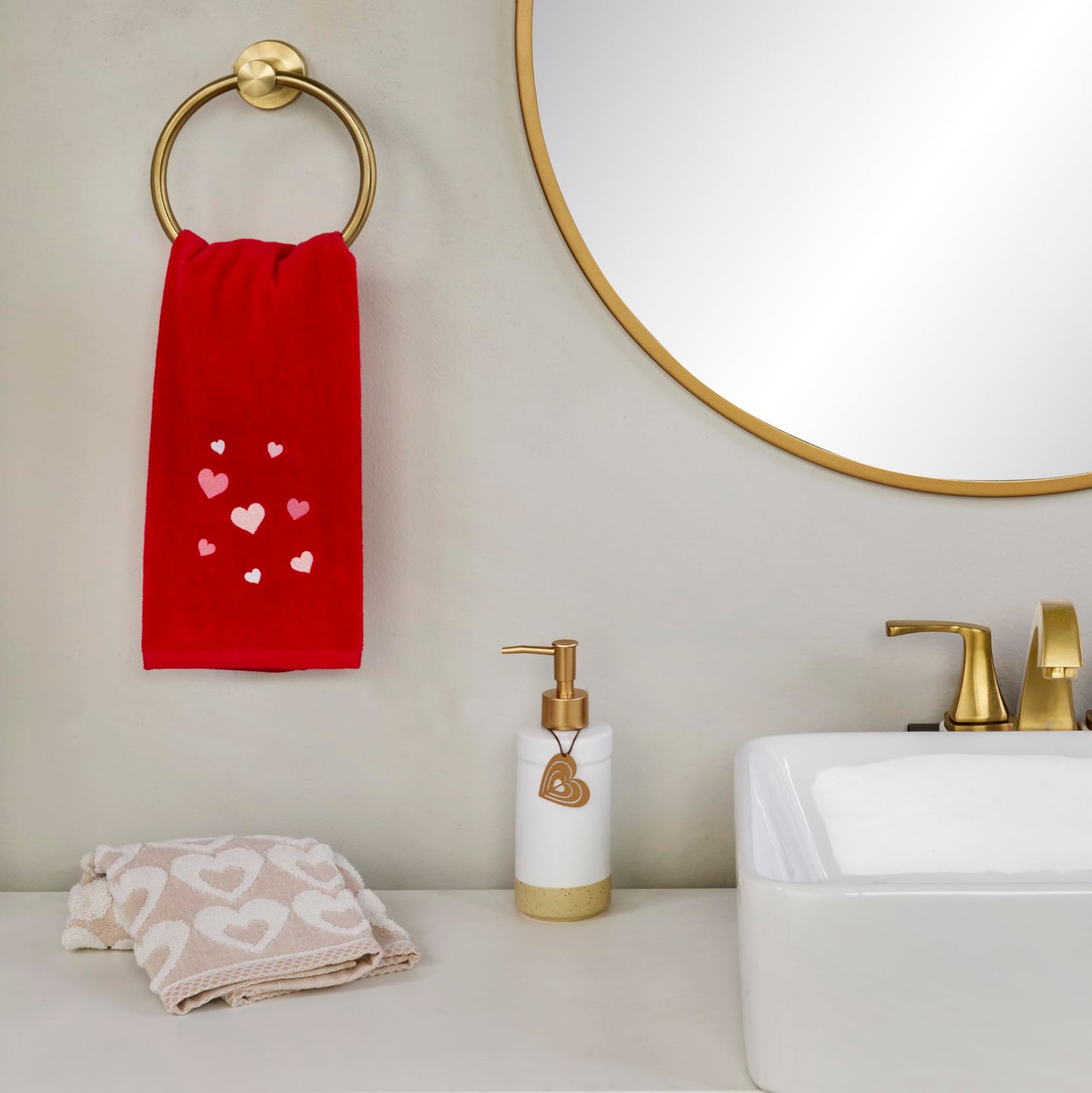SKL Home Valentine's Day Tossed Hearts Hand Towel Set, 2 Count