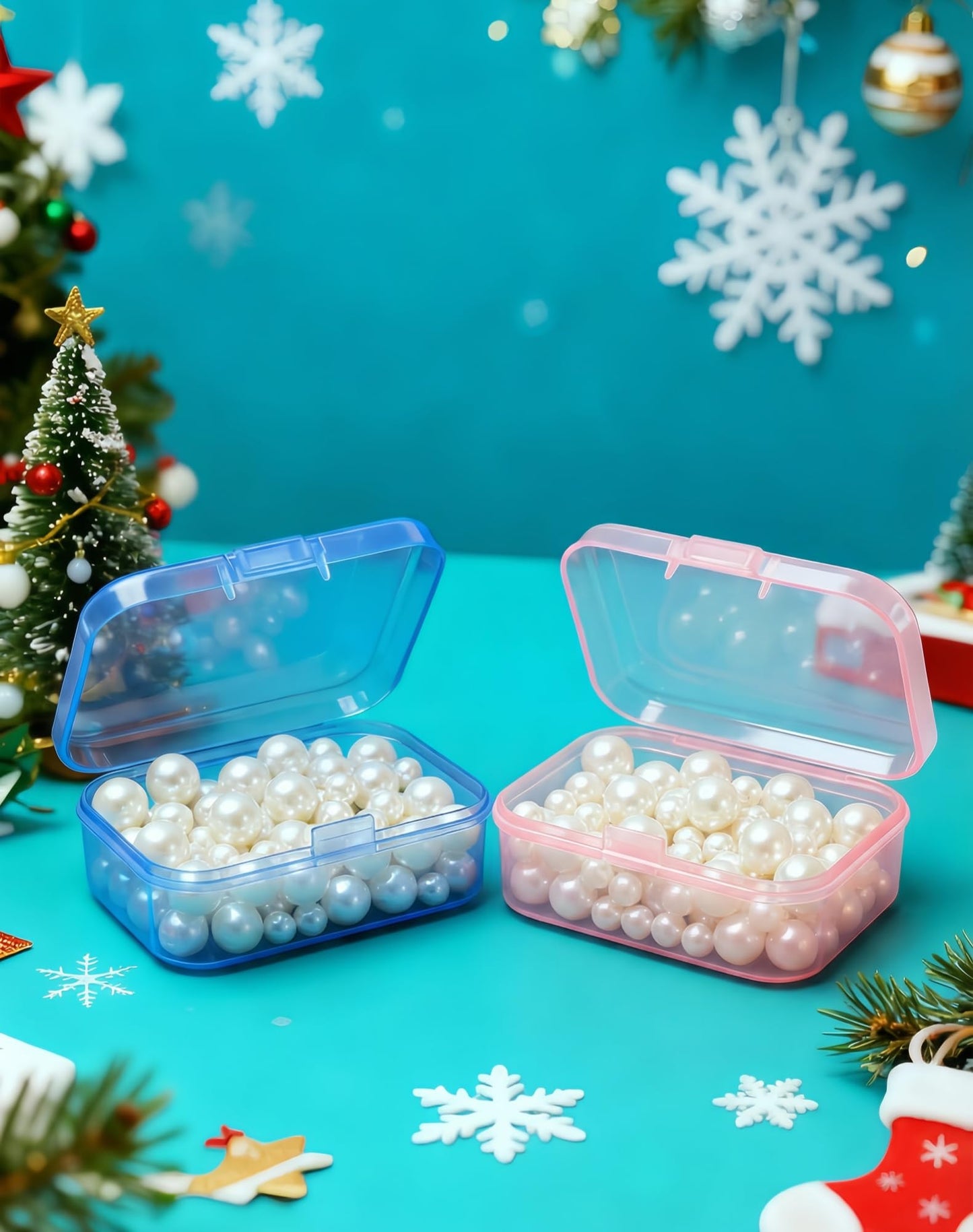 LJY Small Plastic Boxes, 30 Pack, 15 Blue and 15 Pink, 6.5 x 4.5 x 2 cm