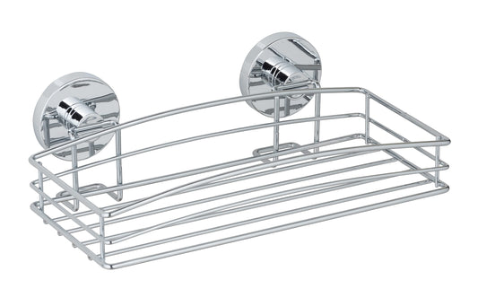 WENKO 20883100 Vacuum-Loc? wall shelf - fixing without drilling, Steel, 26 x 6.5 x 14 cm, Chrome