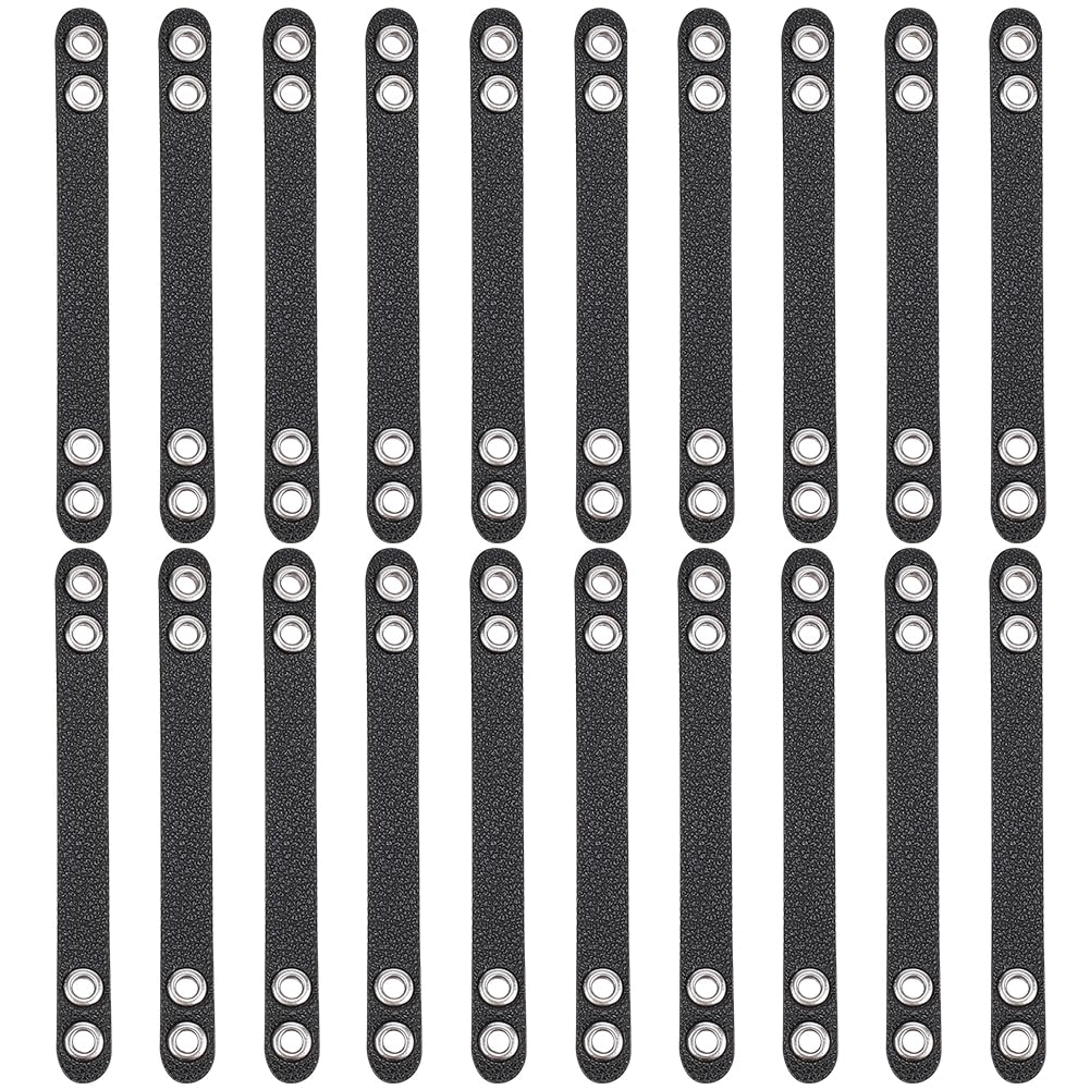 NBEADS 20 Pcs Coat Hanging Chains, Imitation Leather Bag Webbing Straps with Silver Metal Eyelets Durable Coat Loops Hanger Straps for Coats Jackets