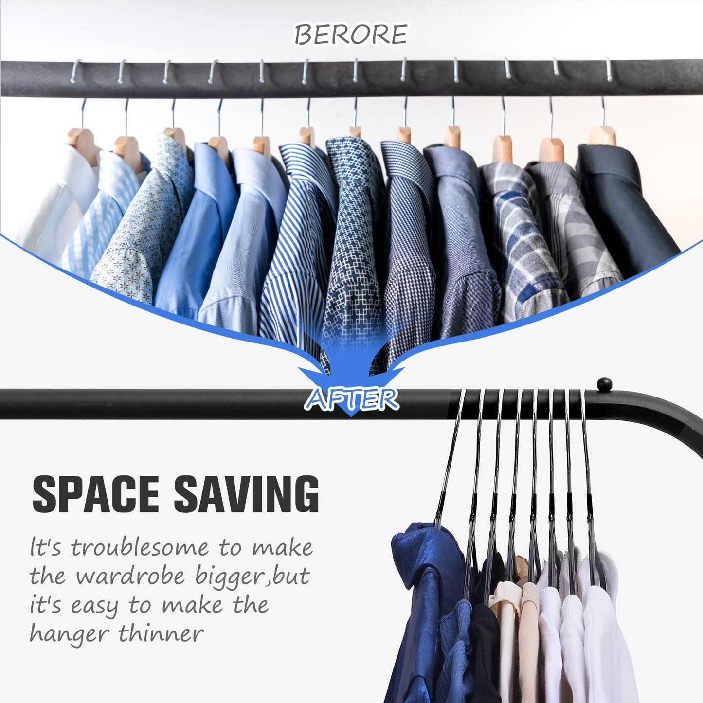 Rainberg 25 Pack Premium Rubber Coated Metal Hangers, Heavy Duty, Space Saving Organiser Clothes Hangers For Wardrobes