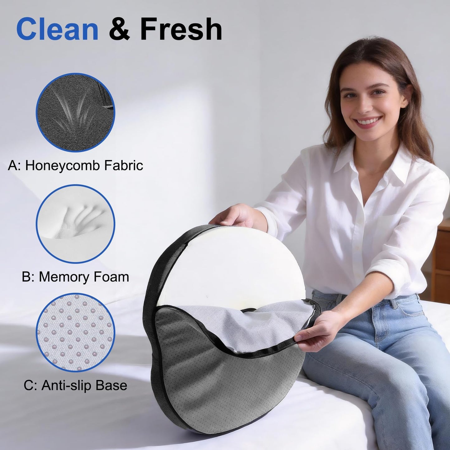 ELINTR Memory Foam Donut Cushion for Tailbone Pain Relief