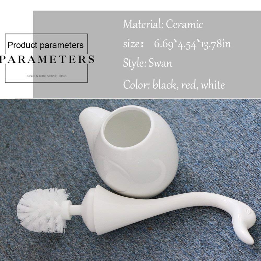 Toilet Brush and Holder, Bathroom Full Closed Toilet Brush Set Base long Plastic Handle Cleaning Brush Novelty Swan toilet brush (White)