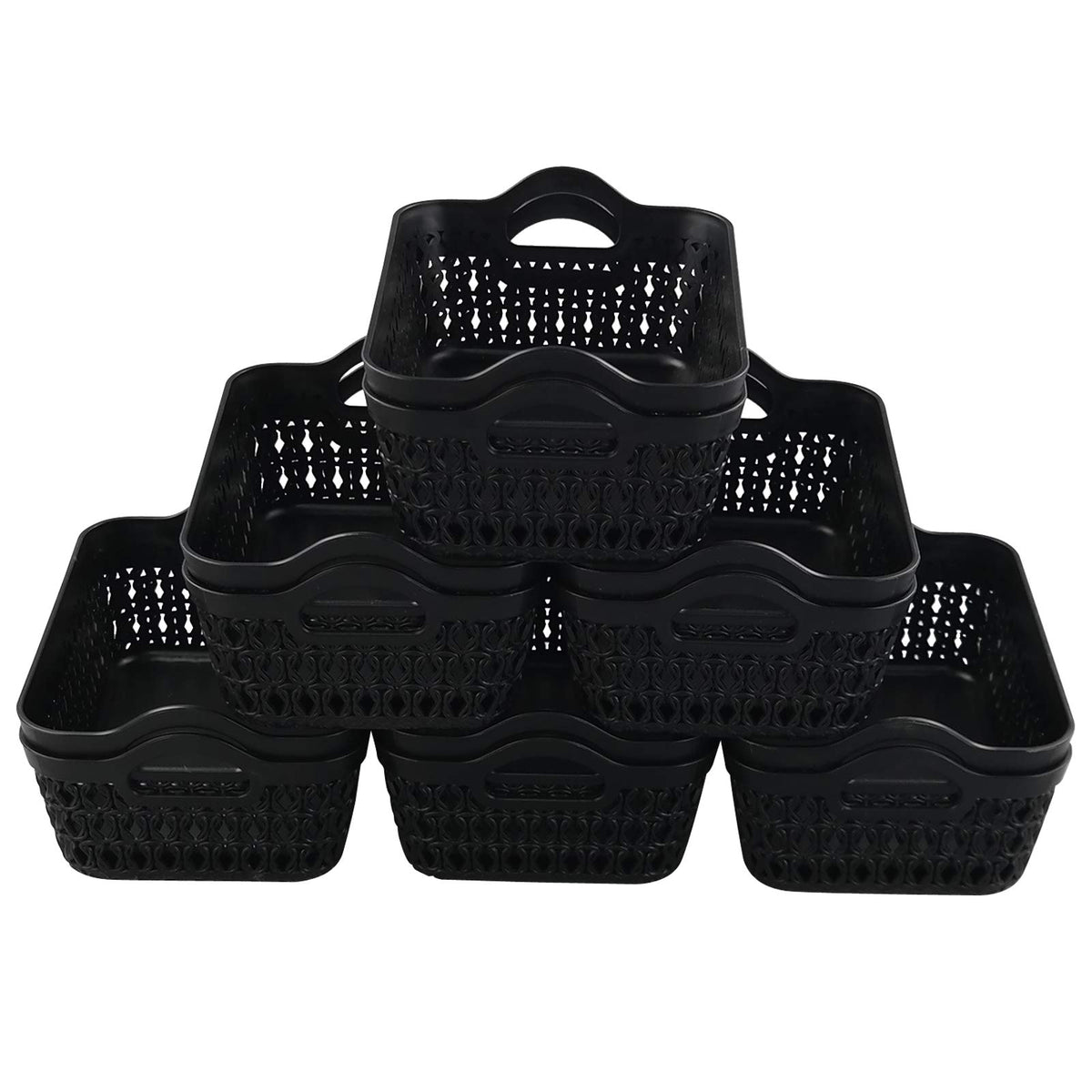 Dehouse Set of 12 Mini Plastic Storage Basket Tray, Black