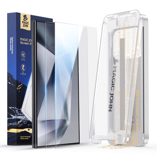 MAGIC JOHN 3rd Gen Upgraded for Samsung Galaxy S24 Ultra Screen Protector 6.8 inch, HD Clear, Shatterproof Tempered Film, Auto Dust-Elimination,