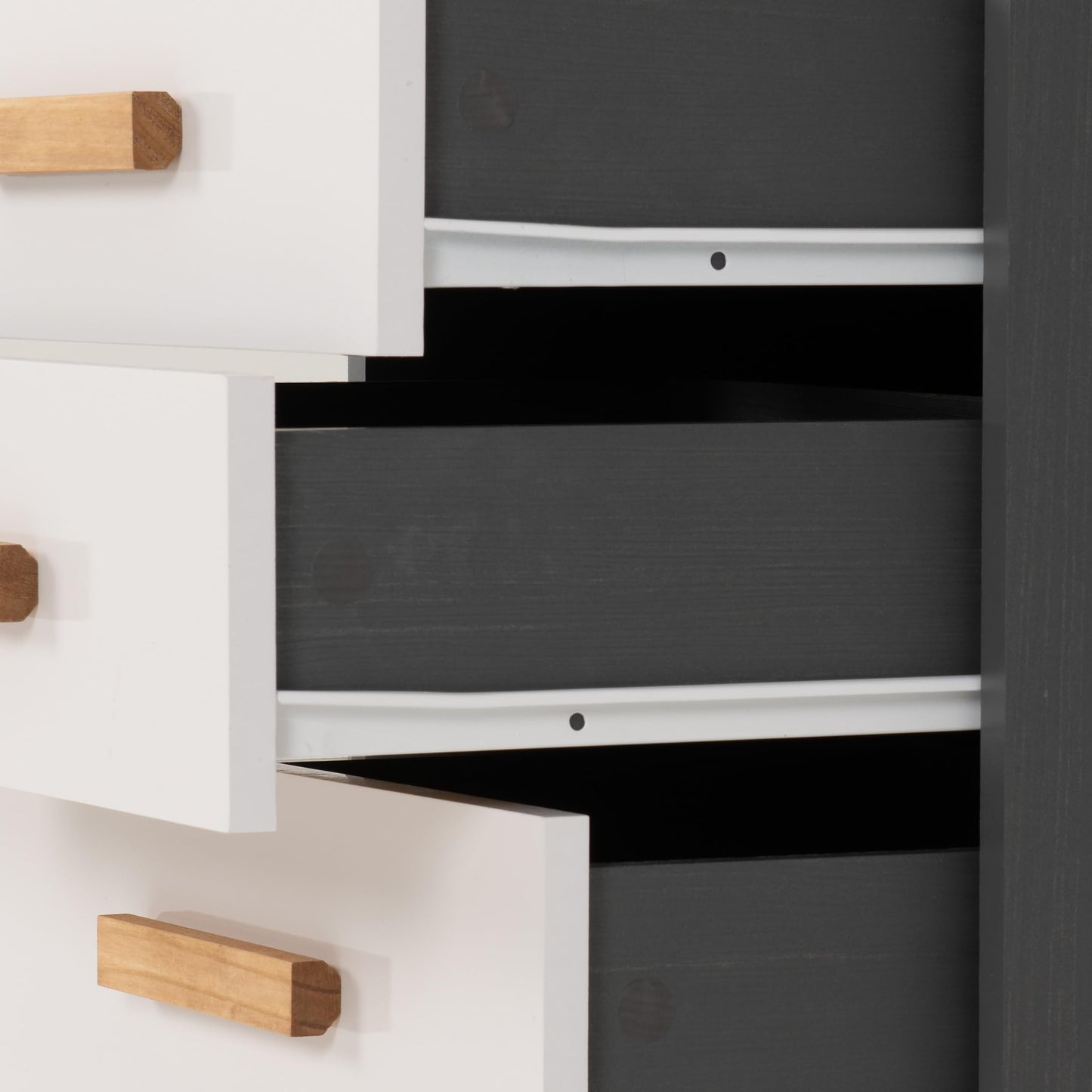 Seconique Cleveland 3 Drawer Bedside in White/Grey Metal Effect