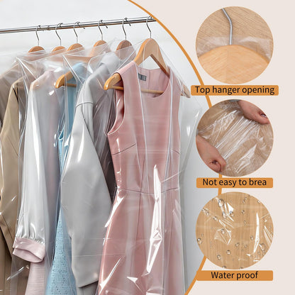 20 Pack Plastic Clothes Covers, Dry Cleaning Bags, Garment Bags 60 * 140 cm