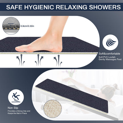 BLESWIN Shower Mat Non Slip 40x80CM, Anti Mould Shower Quick Dry Mats with Drain Hole, Large Antibacterial PVC Bath Mat for Inside Shower