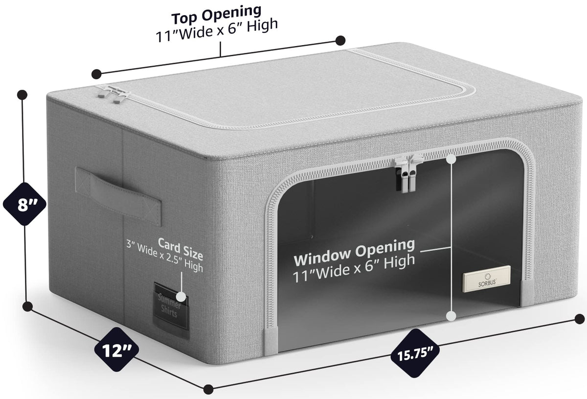 Sorbus Clothes Storage Organizer Bins,Stackable & Foldable Fabric Container Set with Large Clear Window & Carry Handles,For Bedroom, Closet, Linens