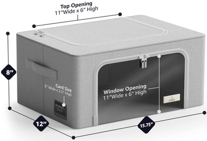 Sorbus Clothes Storage Organizer Bins,Stackable & Foldable Fabric Container Set with Large Clear Window & Carry Handles,For Bedroom, Closet, Linens