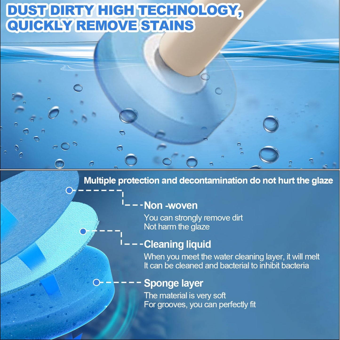 Toilet Wand Refills - 32 Disposable Toilet Brush Heads for Single Use Disposable Replacement Head For Toilet wand Toilet Brush Head Replacement Layer