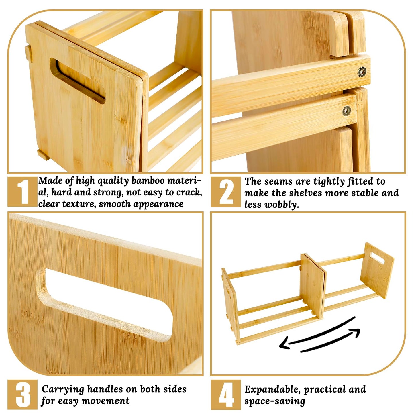 SHILIPAIJC Expandable Desktop Bookshelf, Small Countertop Bookcase