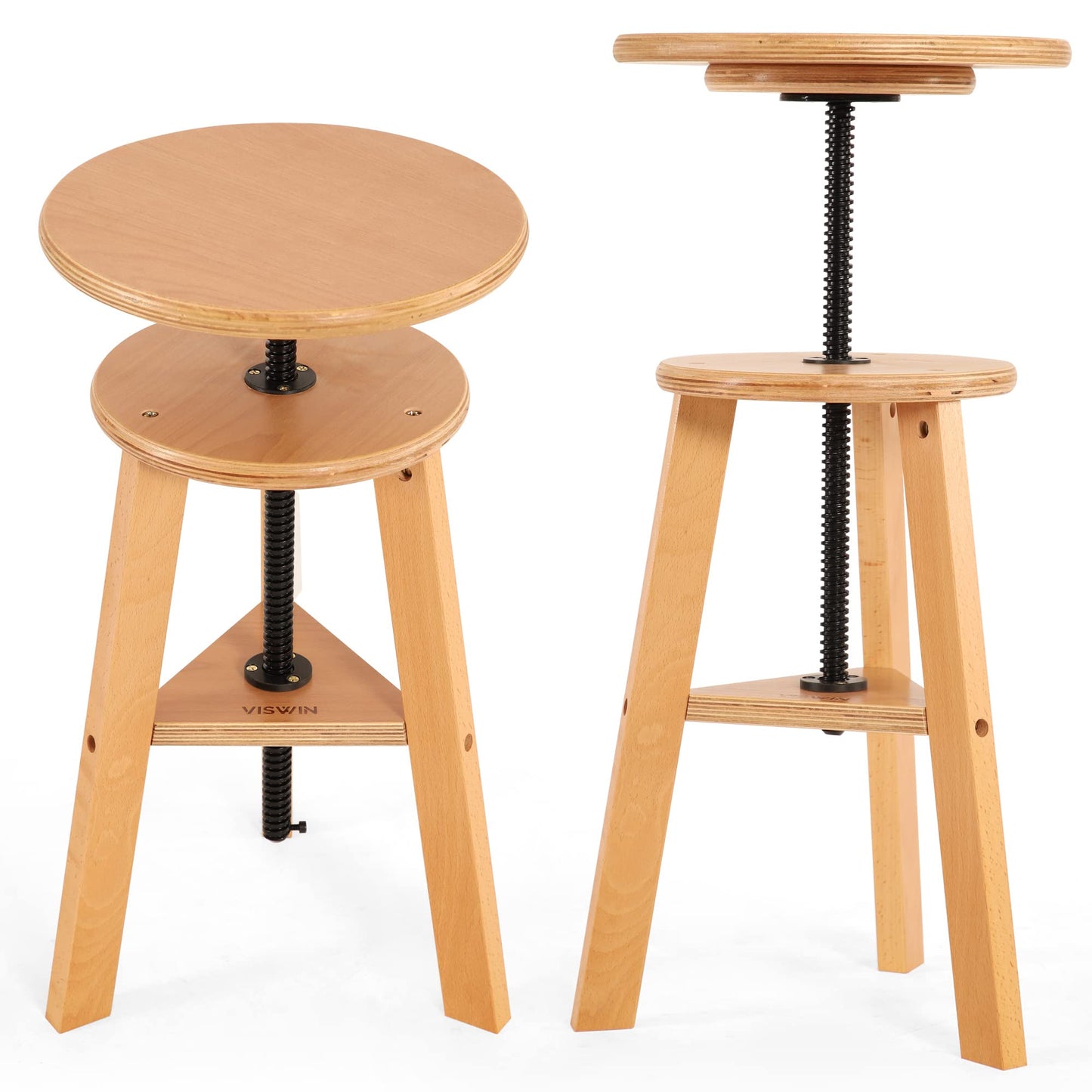 VISWIN Wooden Drafting Stool, 19-26" Adjustable Height, Solid Beech Wood Stool for Studio, Office, Home Kitchen, Bars, Artist Stool Chair for Painting