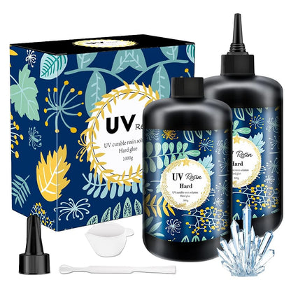OSBANG Crystal Clear Hard UV Resin Upgraded Formula Ultraviolet Fast Curing Resin for Jewelry Making Craft Decoration, Hard Transparent Glue Solar