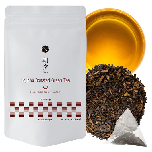 Asayu Japan Hojicha Green Tea ? 15 Tea Bags (2.5g Each), Premium Roasted Japanese Green Tea, 100% Made in Japan, Perfect for Evening Relaxation