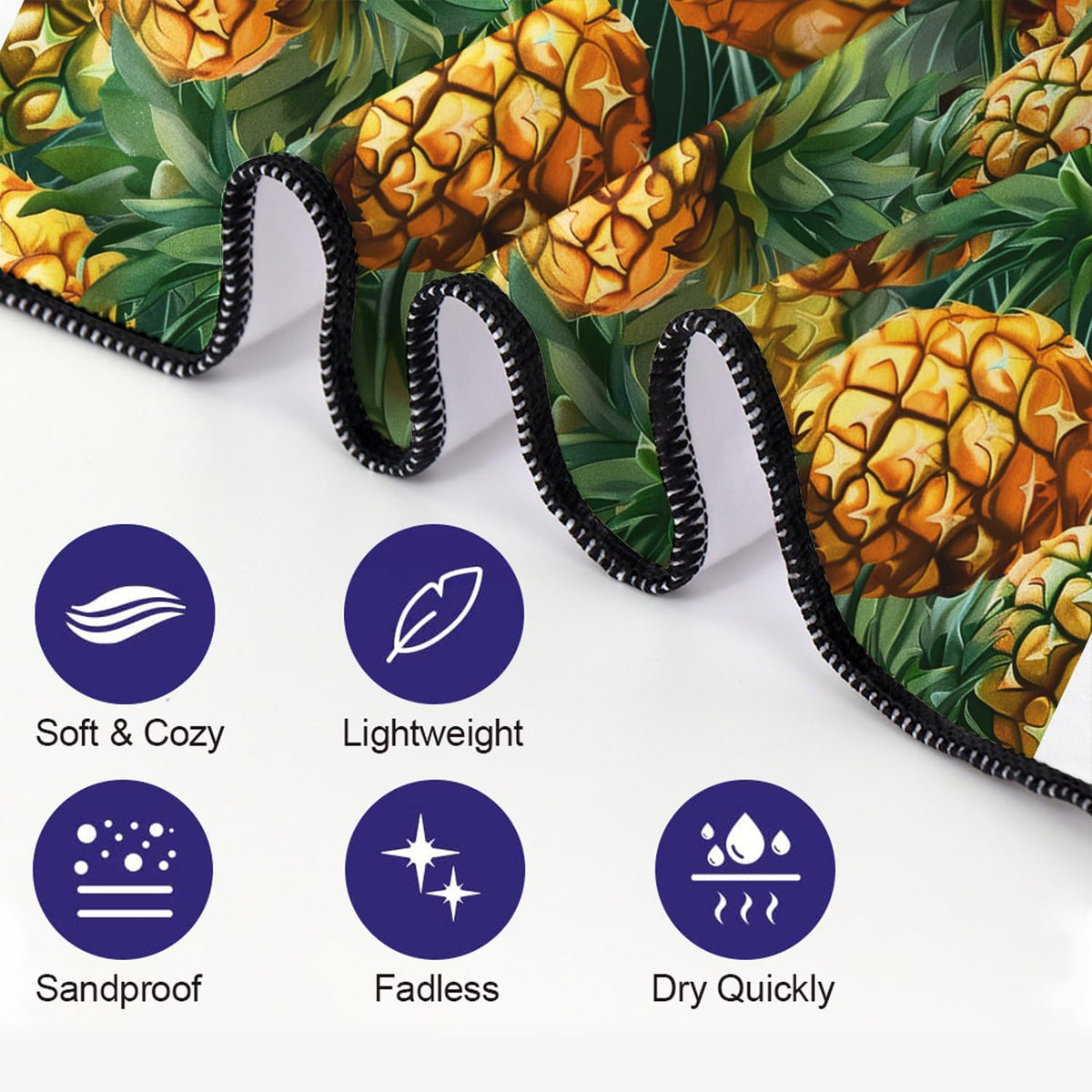 YISUMEI Pineapples Beach Towels for Adults Extra Large 180 x 90 cm, Fruit Pattern Print Microfibre Quick Dry Towel for Travel Swimming Camping Sports
