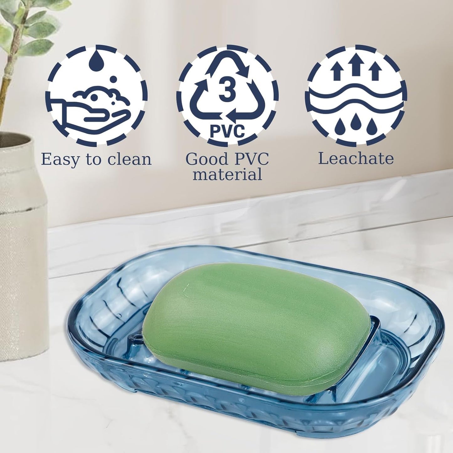 STNRST-IN 2PCS Plastic Soap Dish, Anti-Slip Shower Soap Holder