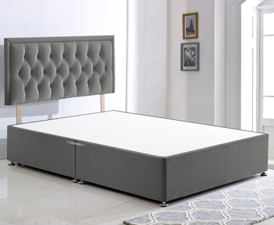 ComfoRest - 3FT Single Grey Bed Frame with 24? Headboard | Divan Base WITH NO DRAWERS | Modern Design WITHOUT MATTRESS for Stylish Spaces