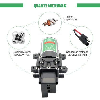 LONGRUN 12V DC Water Pump, Diaphragm Water Pump with Pressure Switch, 4.5L/Min 85 PSI High Pressure Self Priming Caravan Water Pump, Water Pressure