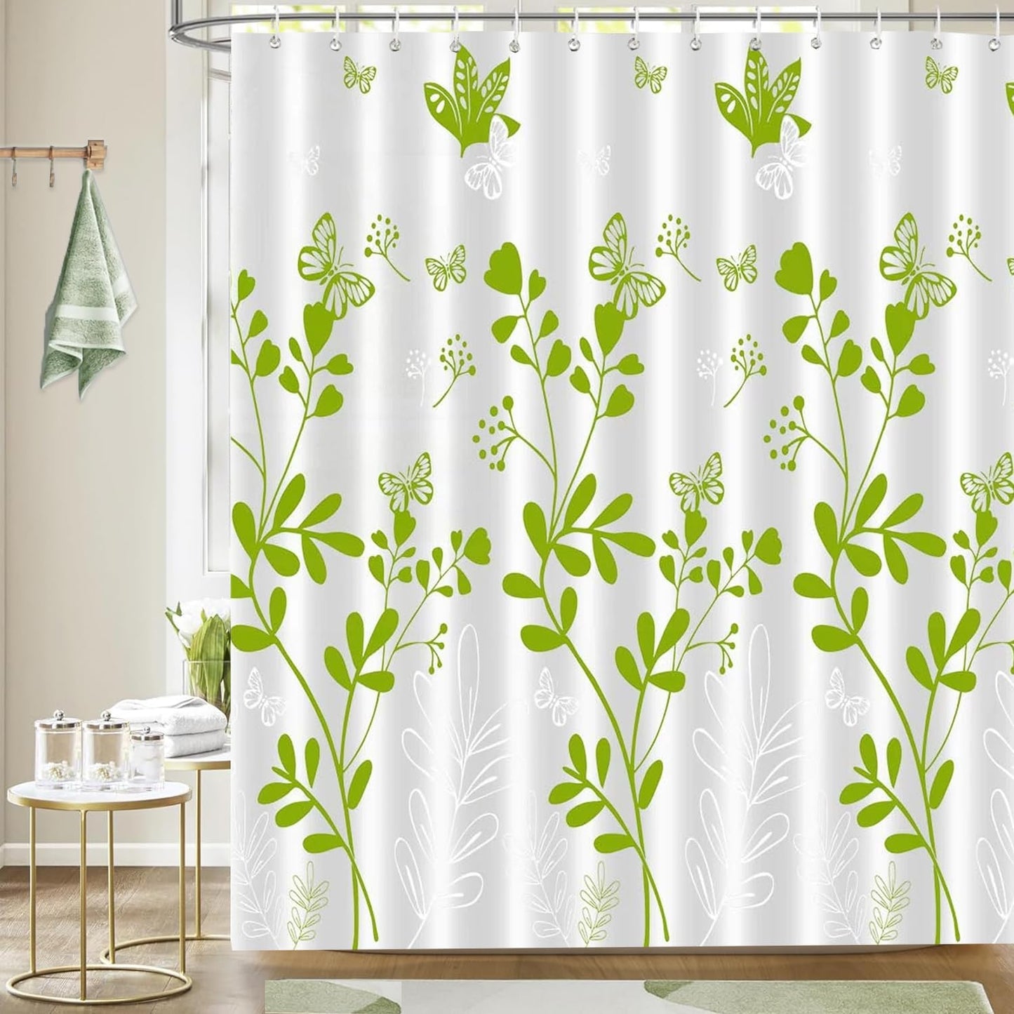 zhaoyeqing Shower Curtain for Bathroom, 100% PEVA Waterproof Anti-Mould Proof Resistant, Washable Bathroom Curtain, with 12 Pcs Curtains Hooks