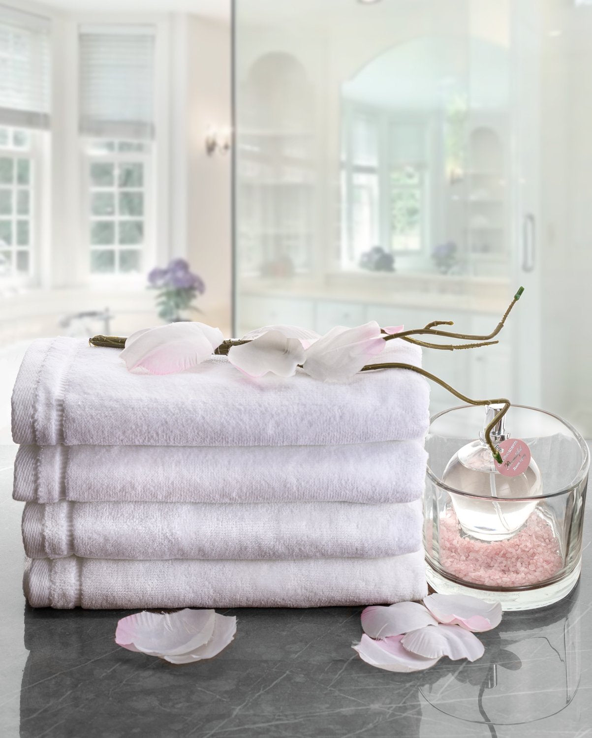 Creative Scents 100% Cotton Velour Fingertip Towels - 4 Pack 11 by 18 Inch – Decorative, Extra Absorbent and Soft Face Towel