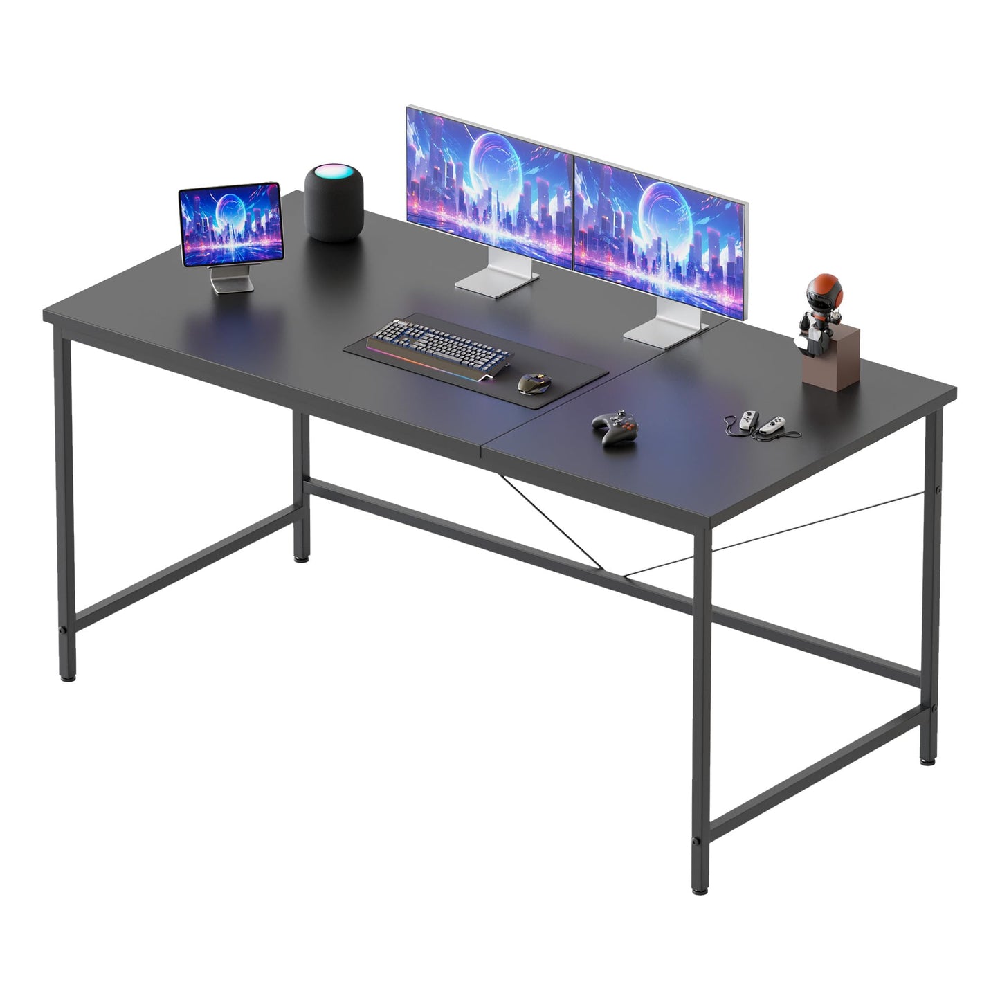 Mericonia Basic Computer Desk, 2 pieces Desktop, 120x50cm, Black