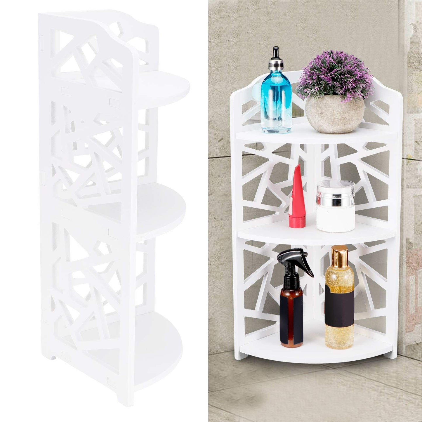 Ejoyous 3 Tier Corner Shelf, Plant Stand Storage Shelf Small Spaces Wall Shelves Corner Shelves for Bathroom Storage and Living Room 7.3 X 18.5 X 7.1