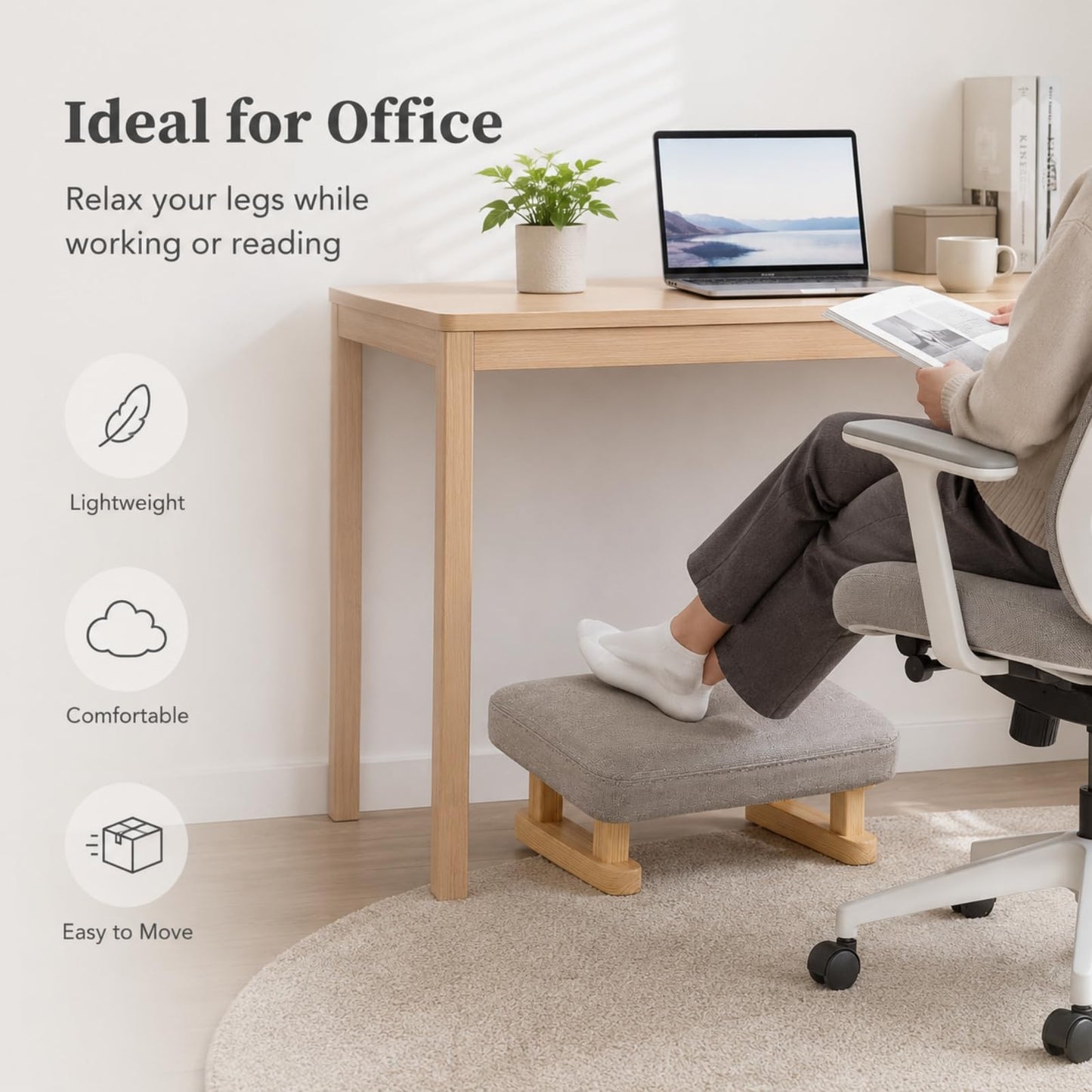 Foot Stool, Small Pouffe Footstool with Removable Cover
