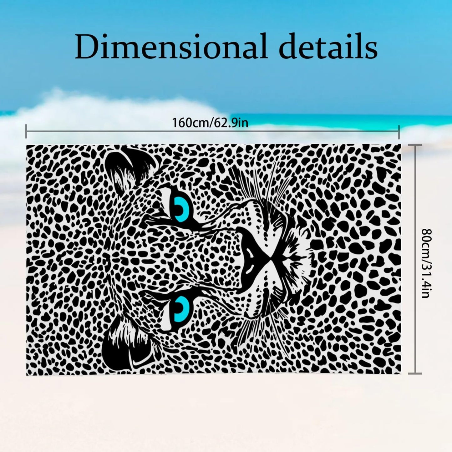 ZABAOBO Microfiber Leopard Beach Towel,Funny Cheetah Lightweight Beach Towels for Women Adults Girls,Funny Bath Towel Gifts for Pool Swim Surf 80X160