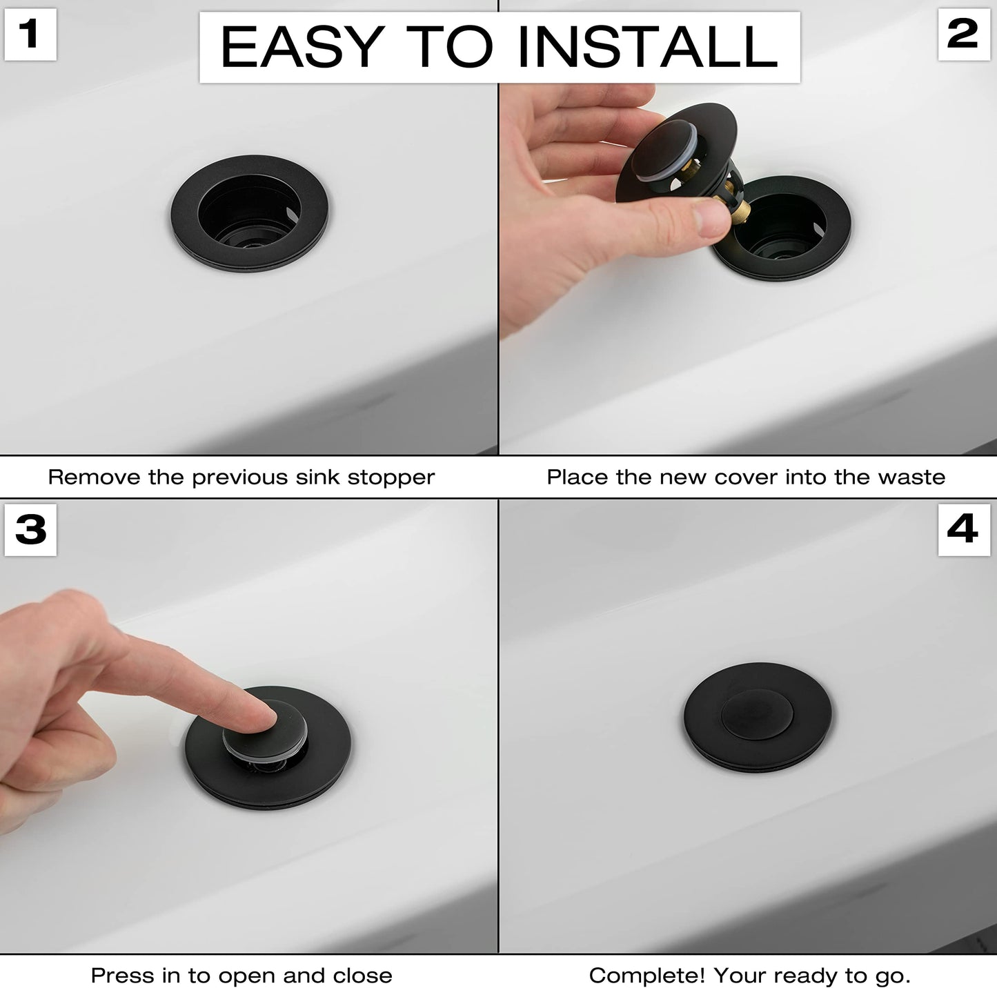 Xcel Home Matte Black Click Clack Pop-Up Basin Waste Plug Replacement 1 Pc