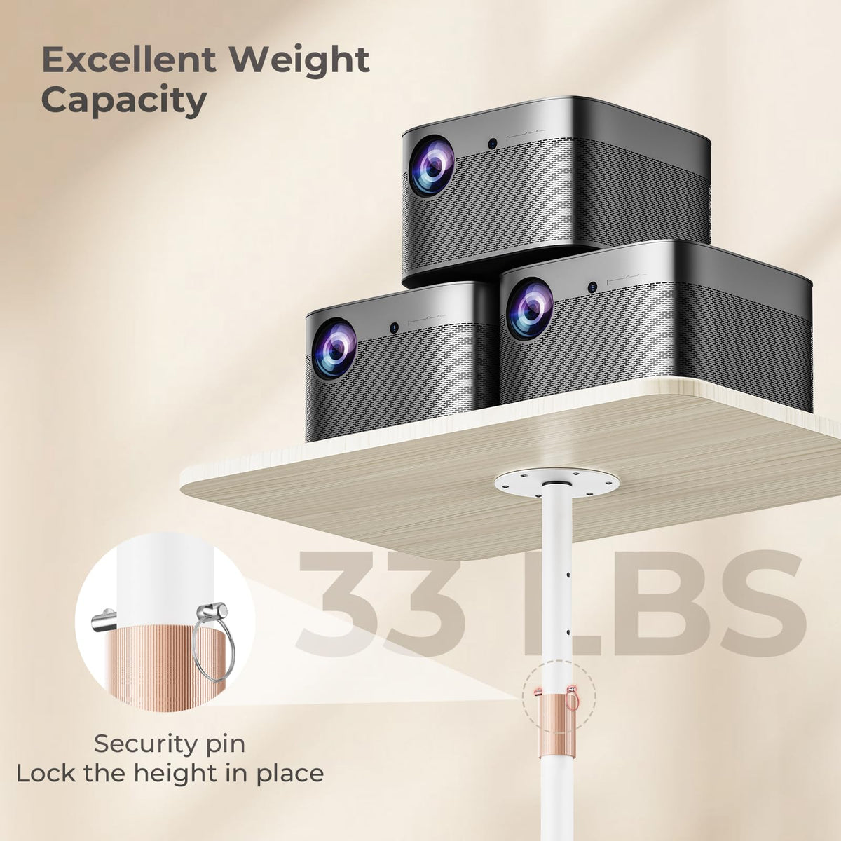 POLESTO Portable Laptop Stand, Bedside/Sofa Table with Height Adjustable 18''~48'', Sleek Wooden Lectern Standing Desk Mobile Podium for Home, Office