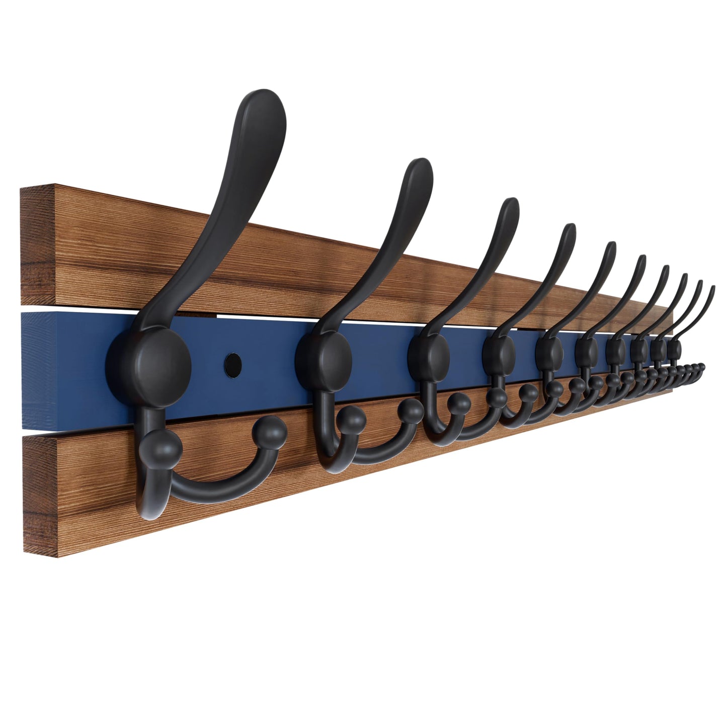 SKOLOO Rustic Wall Mounted Coat Rack - 38-1/8" Long Coat Hooks for Wall with 10 Triple Hooks for Hanging Coats, Hats or Tools
