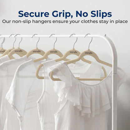 50 Pieces Velvet Hangers - Space Saving Heavy Duty Slim Suit Clothes Hanger Set with 360 Degree Swivel Metal Hook, Can Hold Up to 10 Lbs. For Coats