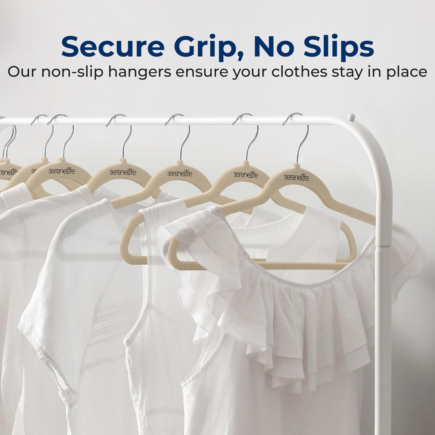 SereneLife Velvet Hangers 10 Pcs, Non Slip Heavy Duty Hanger Set with 360° Swivel Hook, Smooth Velvet Finish to Protect Fabric, Lightweight