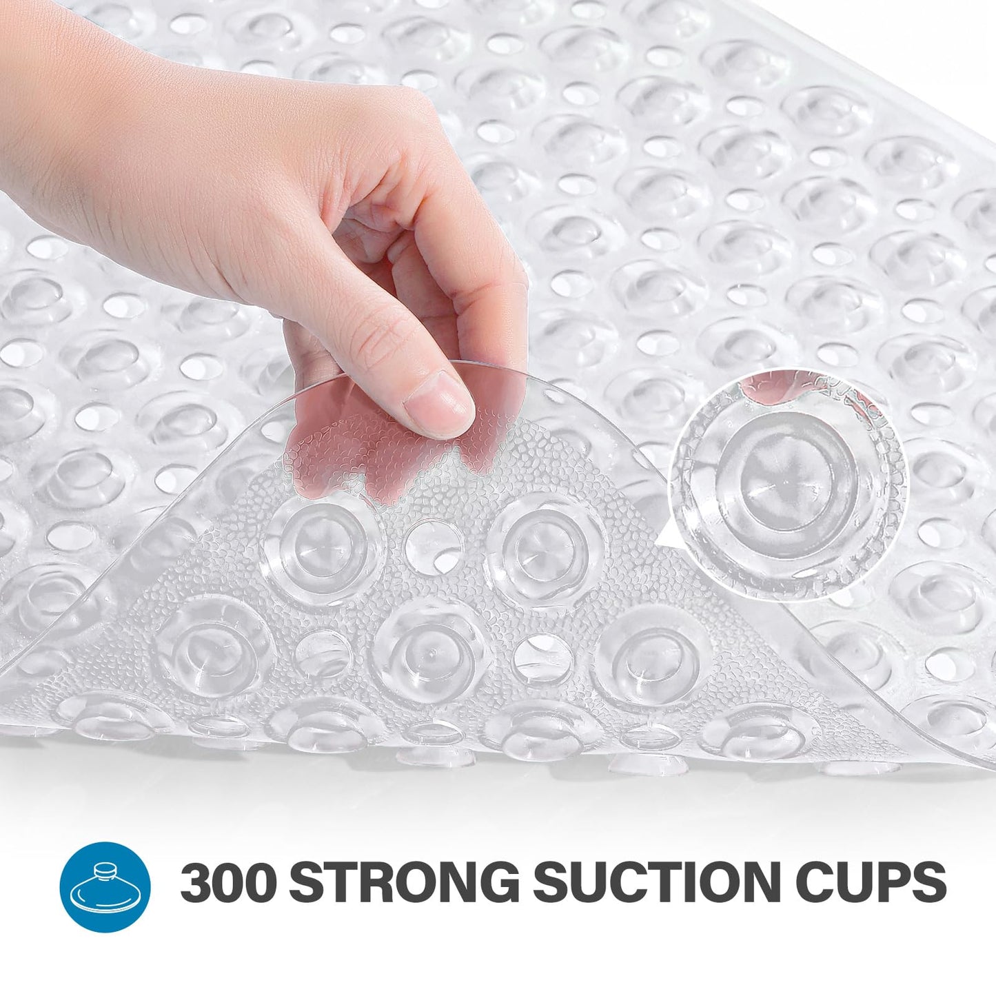 Smiry Non Slip Bath Mat with 300 Strong Suction Cups, 100x40cm