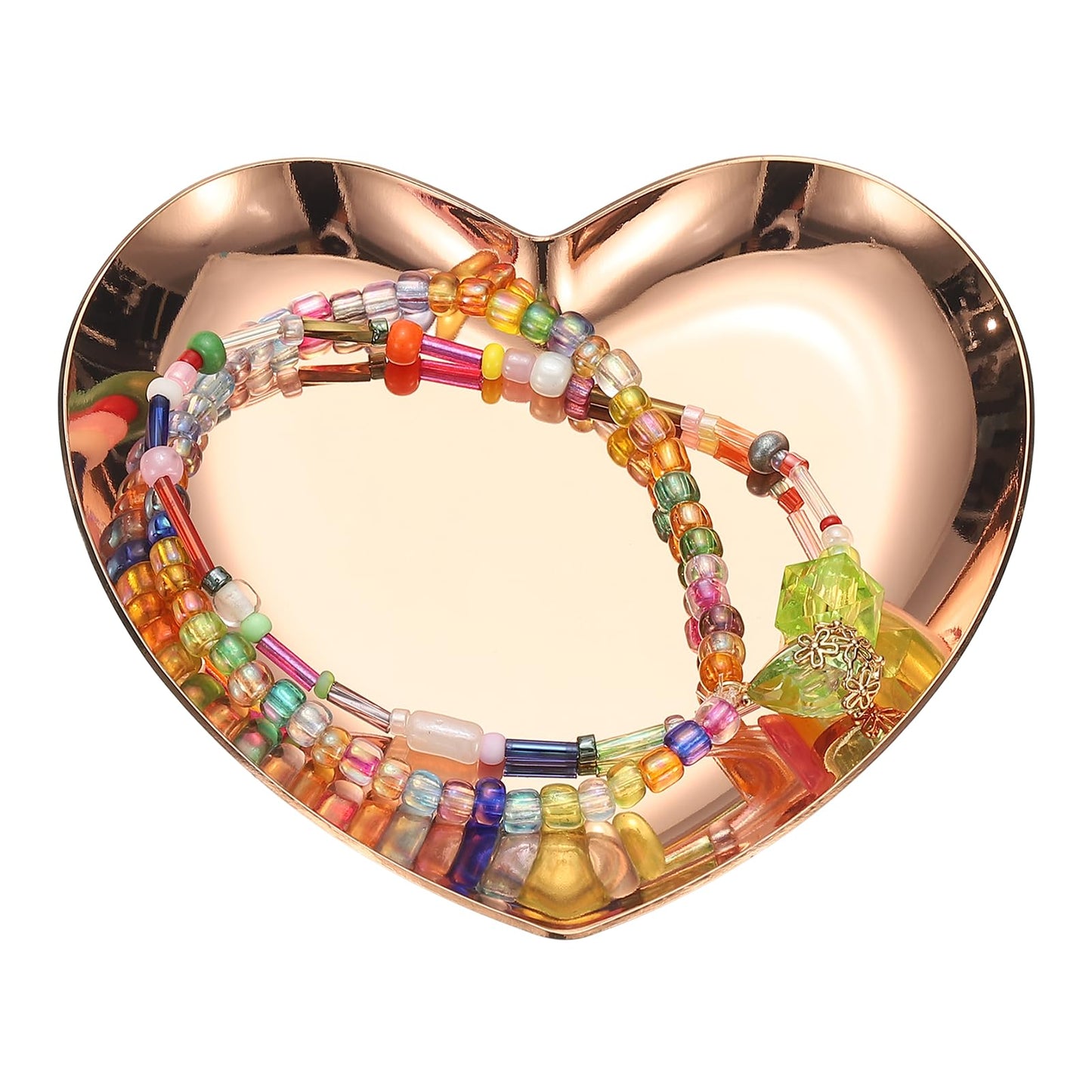sourcing map Heart Shape Serving Trays, 3.54" Stainless Steel Decorative Jewelry Dish