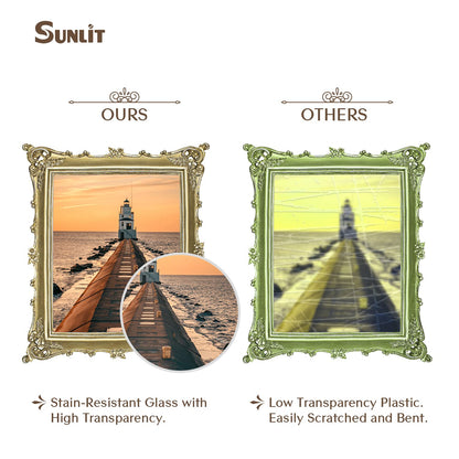 Sunlit Vintage Picture Frame 8x10 Inch, Luxury Antique Photo Frames with Glass Front, Photo Display, Tabletop Wall Hanging, Gift Ideas, Gold
