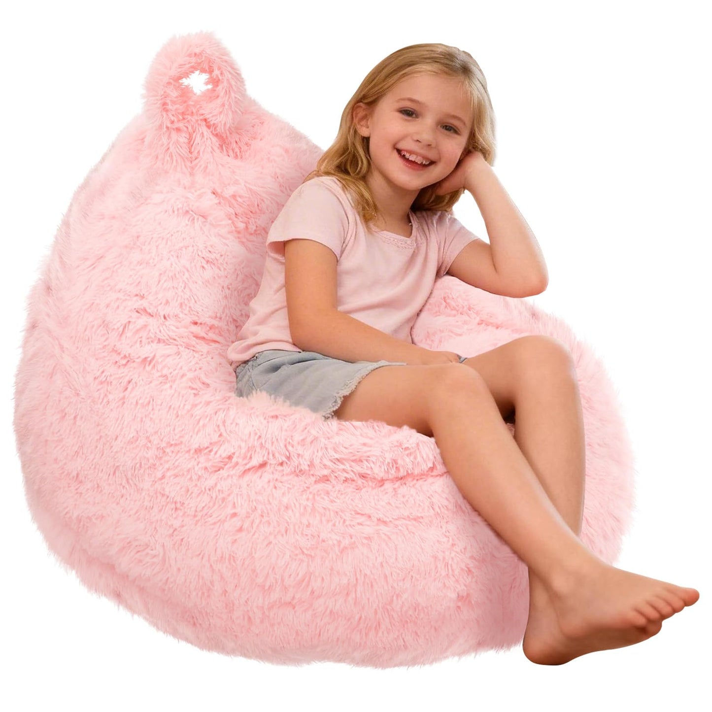 Fluffy Bean Bag Cover No Filler Kids Bean Bag Chair Stuffed Animal Storage
