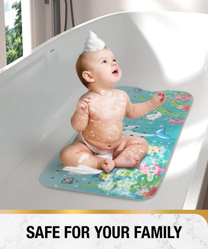HITSLAM Baby Bath Mat Non Slip, Bathtub Mat Non Slip, 101 x 40cm Extra Long Bath Tub Mat for Kids