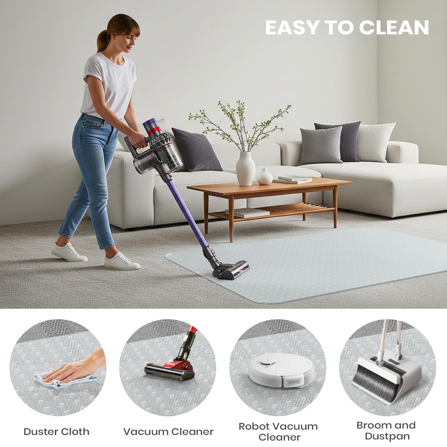 COSYLAND Office Chair Mat for Carpet Floor - 90x120cm PVC Floor Mat with Non-Slip Plastic Studs