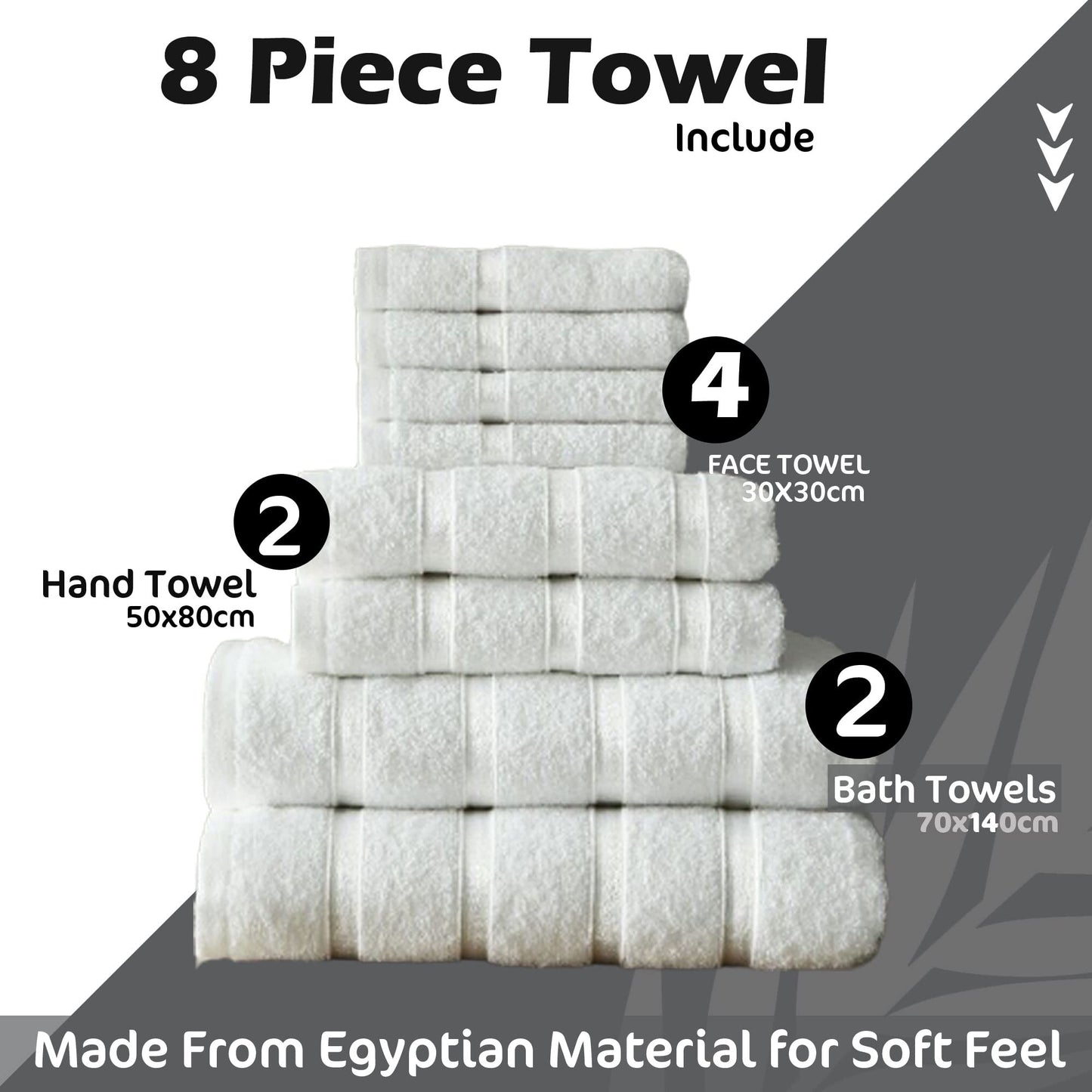 FAIRWAYUK 8-Piece Towels Bale Set for Bathroom, Ultra Soft Premium Quality Water Absorbent Towel Gift Sets, 100% Egyptian Cotton