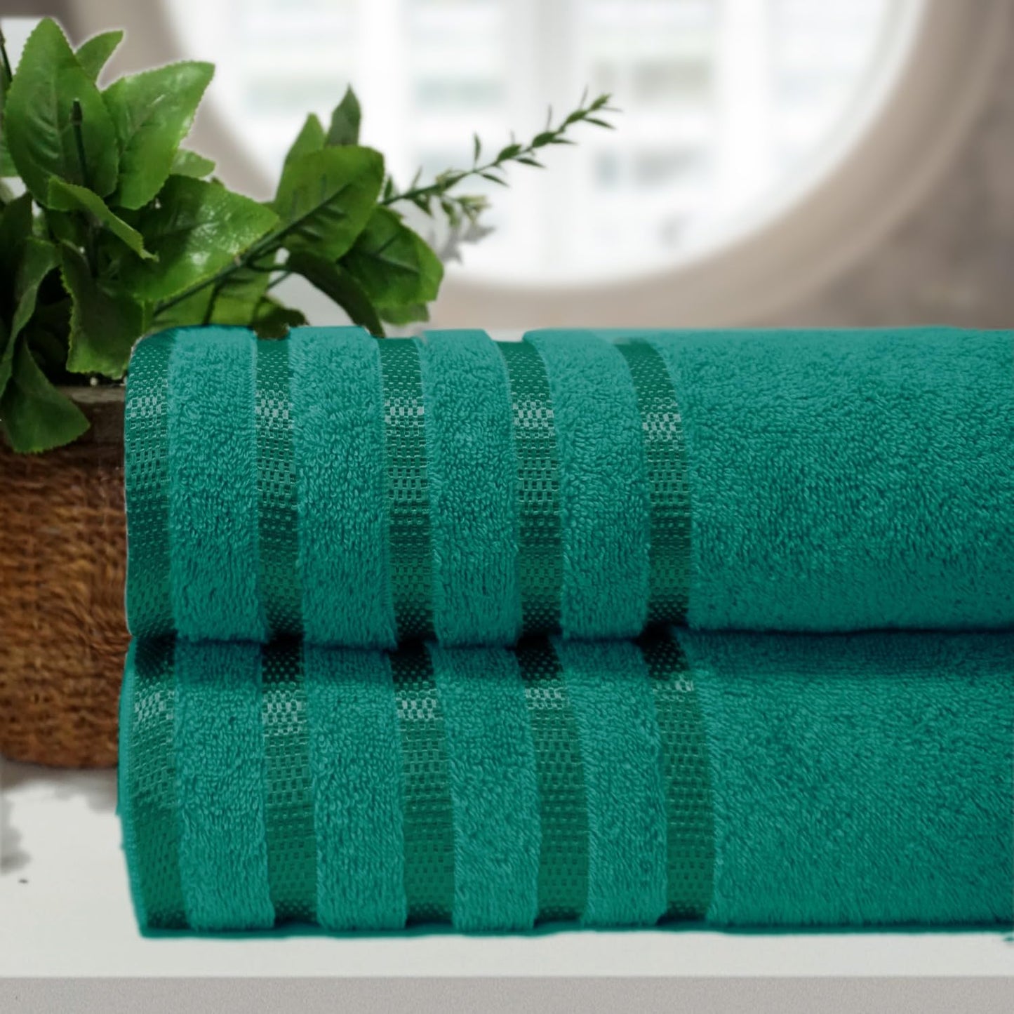 Casabella Deluxe 2 Piece Jumbo Bath sheet 90x180 cm 100% Cotton Extra Large Bath Towels Highly Absorbent Jade Green Bath sheets Towels