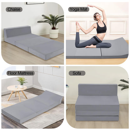 MeMoreCool Folding Floor Mattress Single, 195x75cm, Grey
