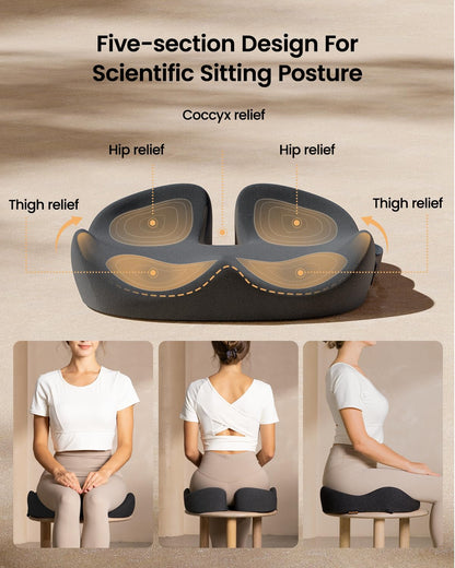ProtoArc Seat Cushion for Tailbone Pain Relief, Office Chair Cushion, Extra Large Ergonomic Memory Foam Seat Cushion for Home, Car, Pressure Relief