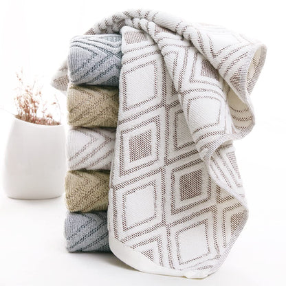 Pidada Hand Towels Set of 4 Diamond Pattern 100% Cotton Absorbent Soft Decorative Towel for Bathroom Beige Brown