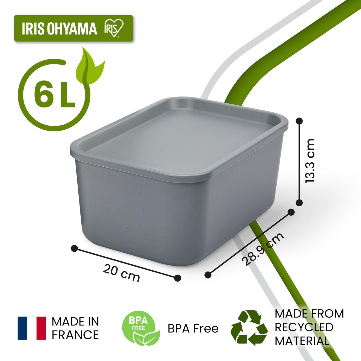 Iris Ohyama, Set of 3 Plastic Storage Boxes with Non-Snap Lid, Stackable, for Kitchen, Bathroom, Bedroom, Dressing Room, Office