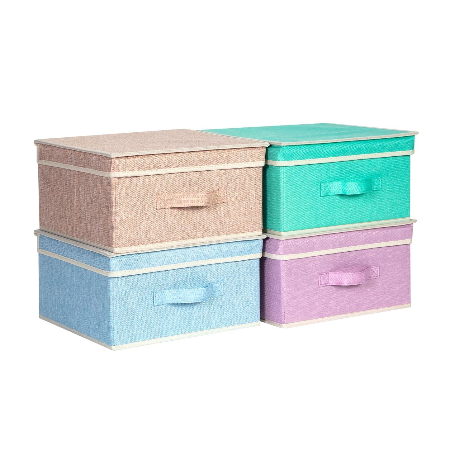 Storage Boxes with Lid Linen Clothing Storage Basket case 4 Mixed Colors B