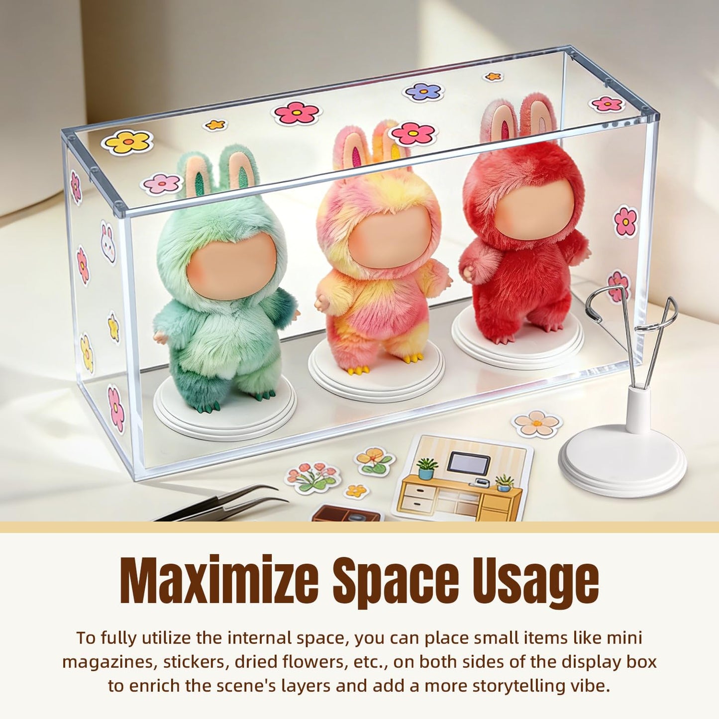 Mcbazel Premium Thick Acrylic Display Case Compatible with Labubu Doll, 92% UV Protection & Dustproof, Magnetic Display Box for POP MART Labubu