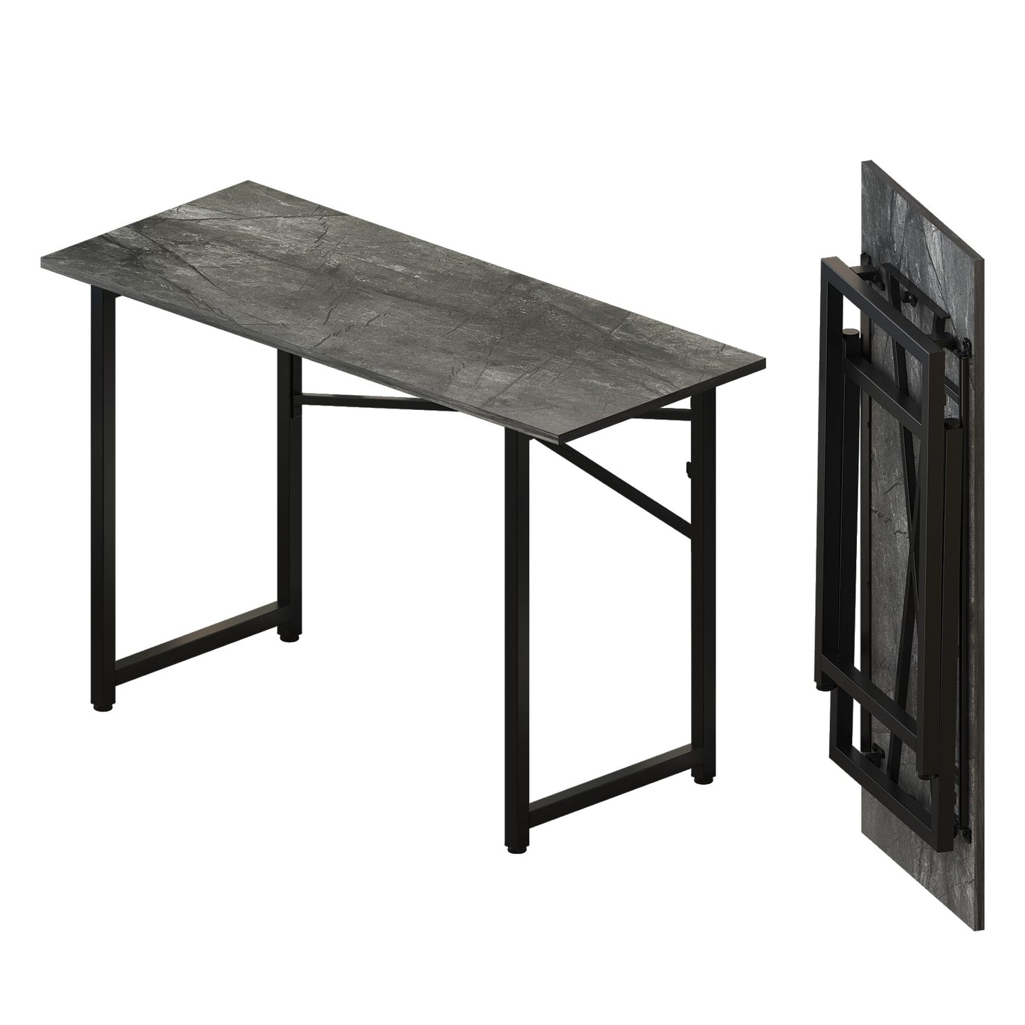 Lutown-Teen Folding Computer Desk 120 cm No Assembly Required, Grey