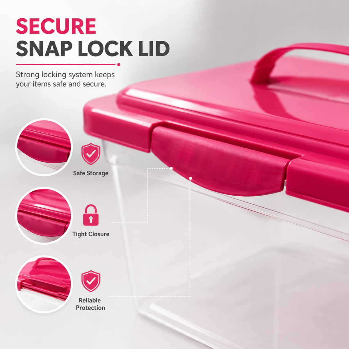 9L Storage Box with Secure Lid & Carry Handle | Stackable Clear Container